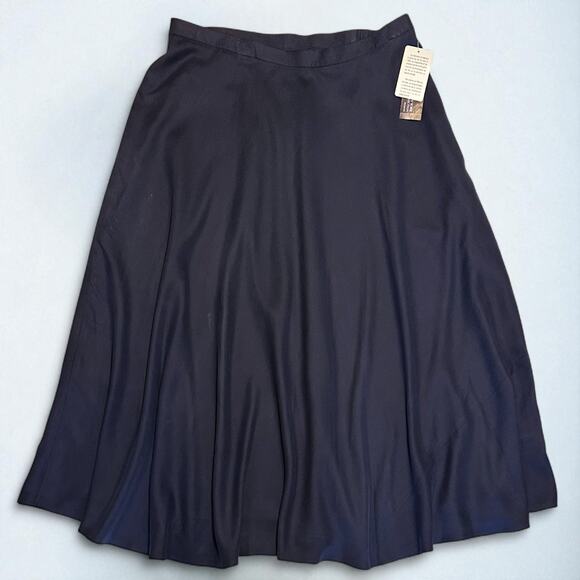 Vintage Jones New York Silk Maxi Skirt Plus 18W Navy Minimalist Elegant NWT 90s - Picture 2 of 8